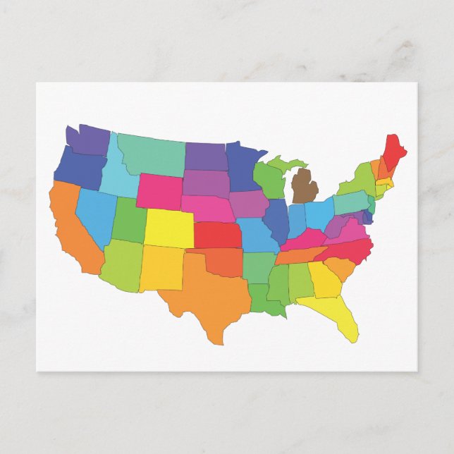 Cartão Postal mapa dos estados unidos da américa (Frente)