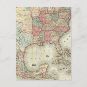 Cartão Postal Mapa Dos Estados Unidos Da América