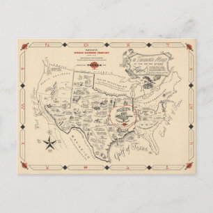 Cartão Postal Mapa dos Estados Unidos (do Texas)