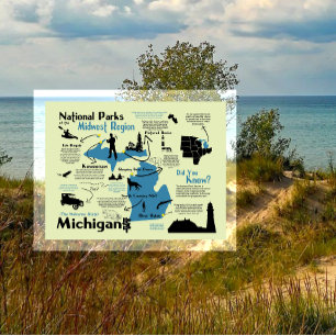 Cartão Postal Mapa dos Parques Nacionais de Michigan