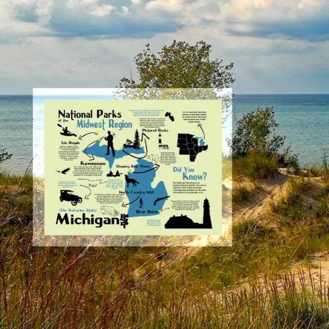 Cartão Postal Mapa dos Parques Nacionais de Michigan (Criador carregado)