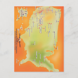 Cartão Postal mapa dos parques nacionais dos estados unidos da a
