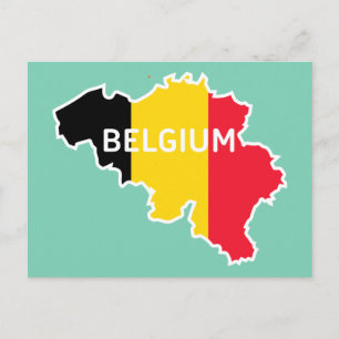 Cartão Postal Mapa e bandeira da Bélgica