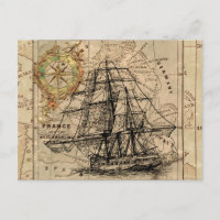 Mapa e navio antigo do General France