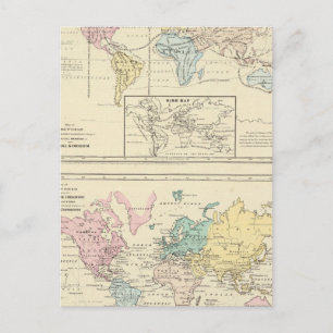 Cartão Postal Mapa em cor do Mundo