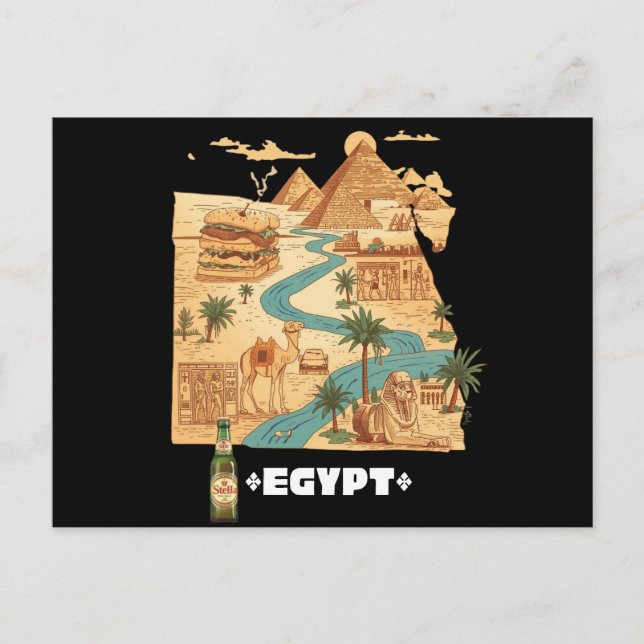 Cartão Postal Mapa Engraçado do Egito Vibes Egípcias (Frente)