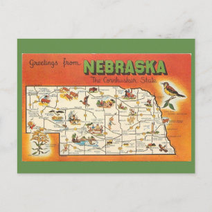 Cartão Postal Mapa Estatal de Nebraska