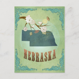 Cartão Postal Mapa Estatal de Nebraska - Verde