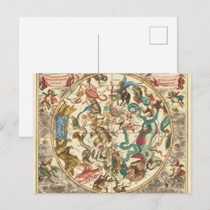 Cartão Postal Mapa Estelar do Hemisfério Sul Vintage 1660