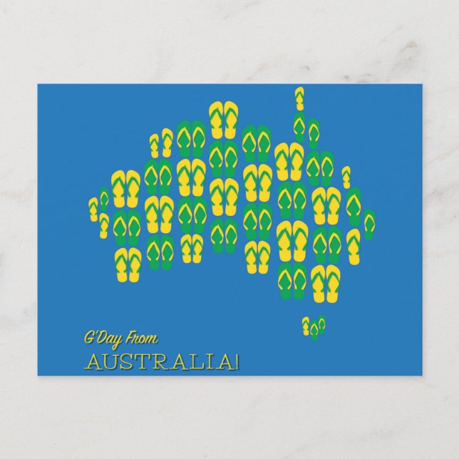 Cartão Postal Mapa feito de canções Aussie (Frente)