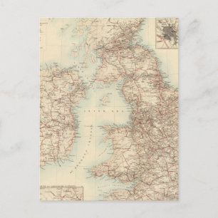 Cartão Postal Mapa ferroviário das Ilhas Britânicas