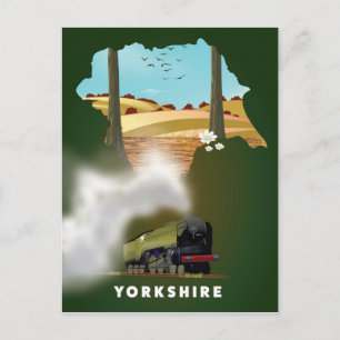 Cartão Postal Mapa ferroviário de Yorkshire impressão de viagem