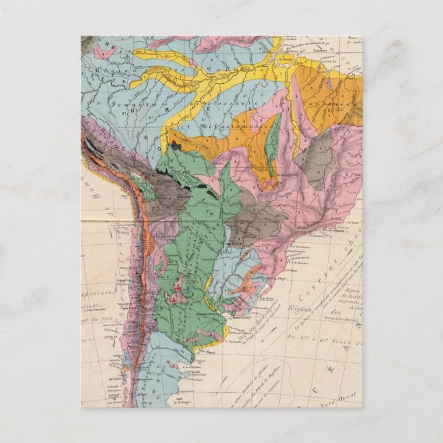 Cartão Postal Mapa físico da América do Sul (Frente)