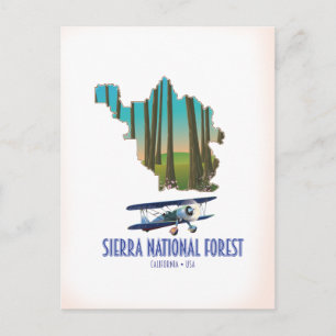 Cartão Postal Mapa florestal nacional da Califórnia EUA