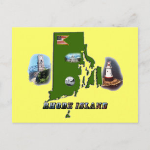 Cartão Postal Mapa, Fotos e Texto da Ilha Rhode