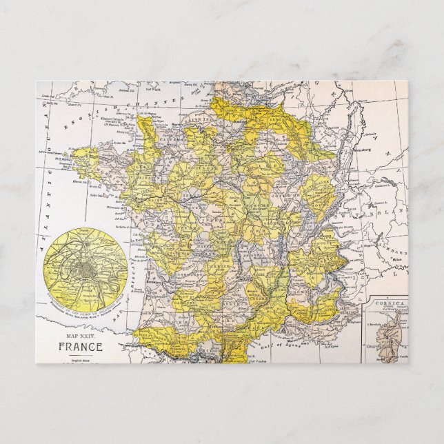 CARTÃO POSTAL MAPA: FRANÇA (Frente)