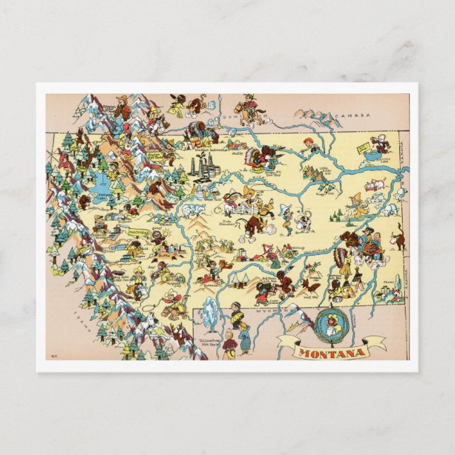 Cartão Postal Mapa Funny de Montana (Frente)