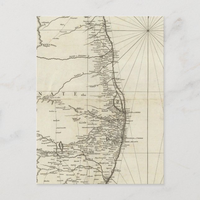 Cartão Postal Mapa geográfico da Índia (Frente)