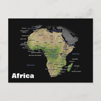 Cartão Postal Mapa geográfico do Continente Africano