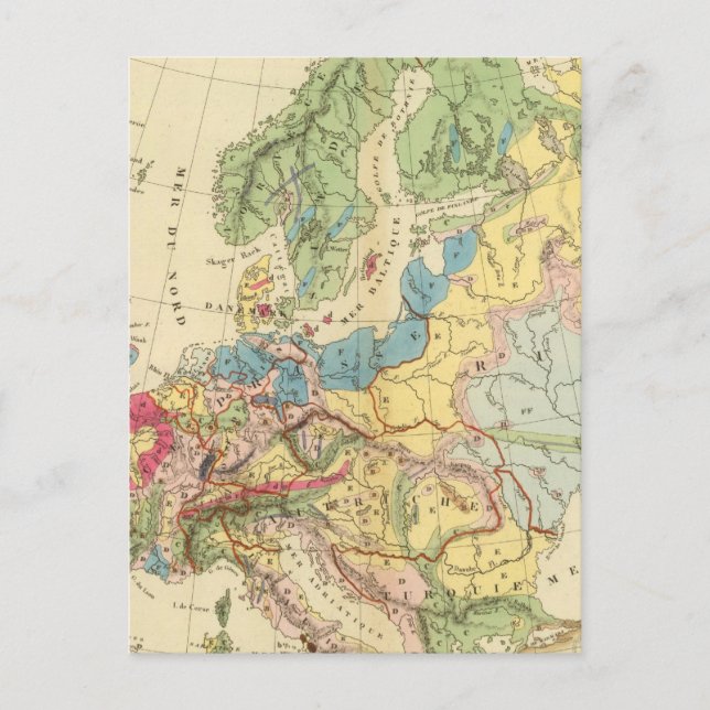 Cartão Postal Mapa Geológico da Europa (Frente)