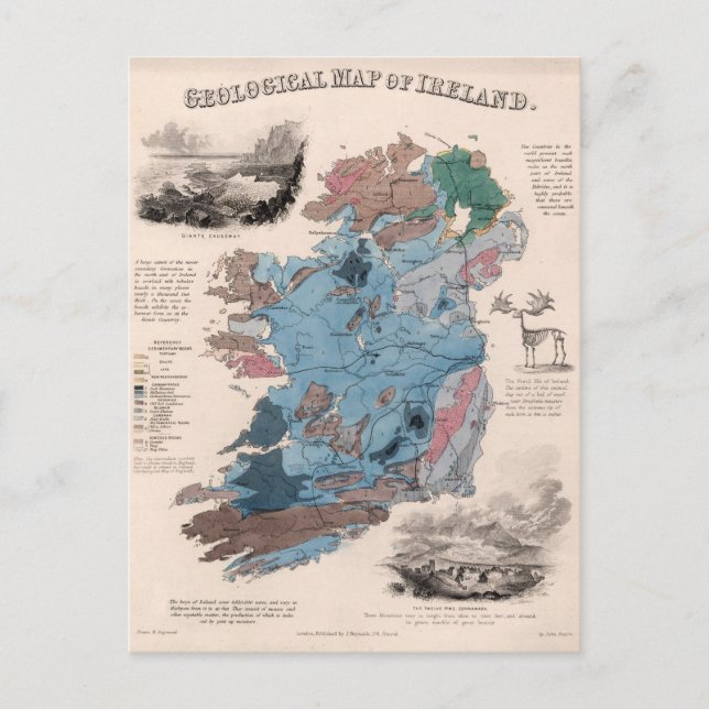 Cartão Postal Mapa Geológico da Irlanda (Frente)