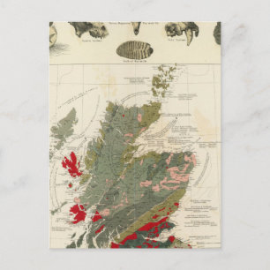 Cartão Postal Mapa geológico, paleontológico, Ilhas Britânicas
