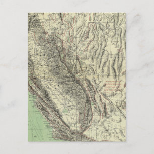 Cartão Postal Mapa geomórfico, Califórnia, Nevada