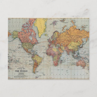 Cartão Postal Mapa Geral Vintage do Mundo