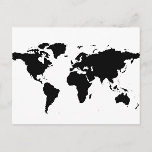 Cartão Postal mapa gráfico preto mundial
