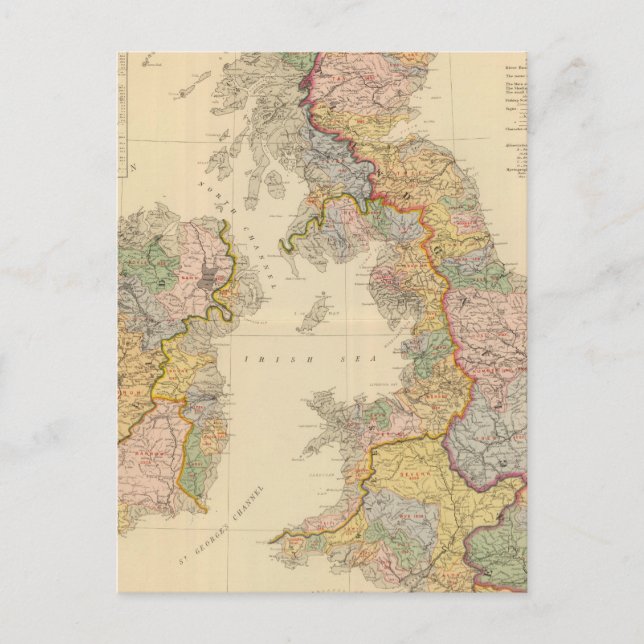 Cartão Postal Mapa hidrográfico, Ilhas Britânicas (Frente)