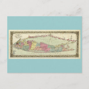 Cartão Postal Mapa histórico de viajantes de Long Island entre 1