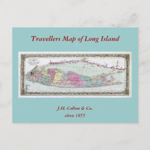 Cartão Postal Mapa histórico de viajantes de Long Island entre 1