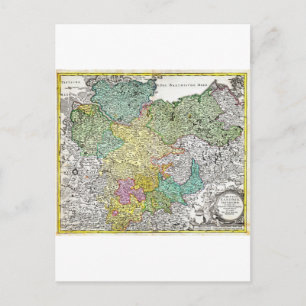 Cartão Postal Mapa Homann de 1730 da Baixa Saxónia Berlim Lubec