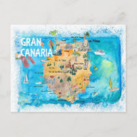 Mapa Ilustrado da Espanha Gran Canary Canarias