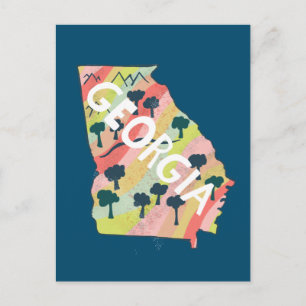 Cartão Postal Mapa Ilustrado da Geórgia