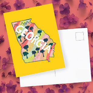 Cartão Postal Mapa Ilustrado da Geórgia