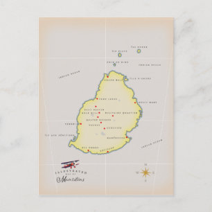 Cartão Postal Mapa ilustrado da Maurícia