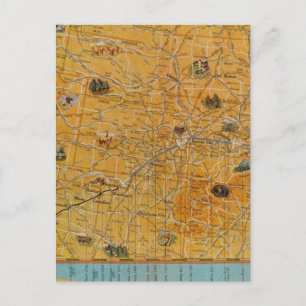 Cartão Postal Mapa ilustrado da US Airways