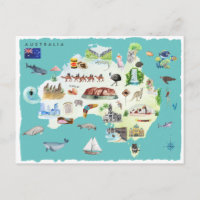 Mapa Ilustrado de Aquarela da Austrália