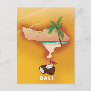 Cartão Postal Mapa ilustrado de Bali