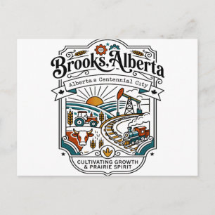 Cartão Postal Mapa Ilustrado de Brooks Alberta Canadá