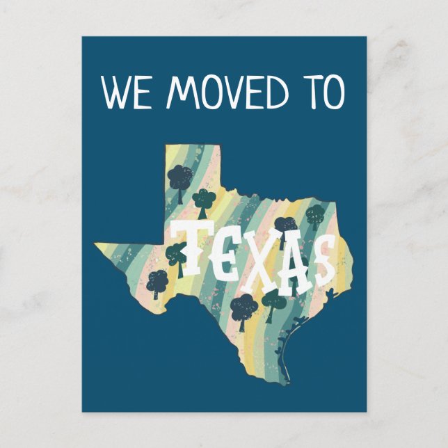Cartão Postal Mapa Ilustrado de Estado de TEXAS de Movimentação  (Frente)