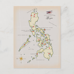 Cartão Postal Mapa ilustrado de Luzon Filipinas