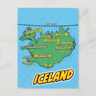 Cartão Postal Mapa ilustrado de Nova York em estilo Pop Art