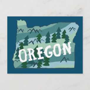 Cartão Postal Mapa Ilustrado de Oregon
