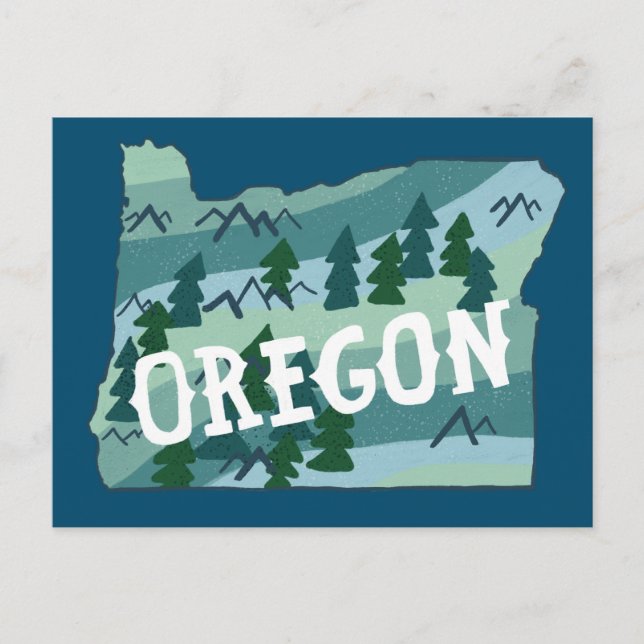Cartão Postal Mapa Ilustrado de Oregon (Frente)