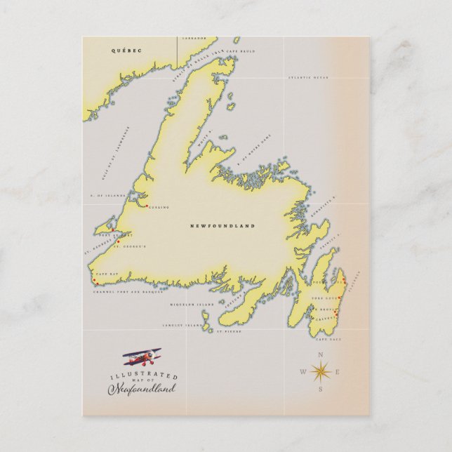 Cartão Postal Mapa ilustrado de Terra Nova. (Frente)
