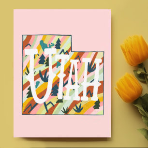 Cartão Postal Mapa Ilustrado de Utah