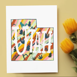 Cartão Postal Mapa Ilustrado de Utah