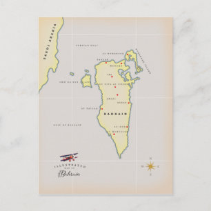 Cartão Postal Mapa Ilustrado do Barém